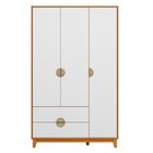 Guarda-roupa 3 Portas E 2 Gavetas Ipê Cinamomo/branco
