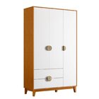 Guarda-roupa 3 Portas E 2 Gavetas Ipê Cinamomo/branco