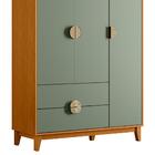 Guarda-roupa 3 Portas E 2 Gavetas Ipê Cinamomo/sálvia