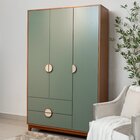 Guarda-roupa 3 Portas E 2 Gavetas Ipê Cinamomo/sálvia