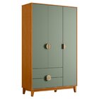 Guarda-roupa 3 Portas E 2 Gavetas Ipê Cinamomo/sálvia