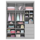 Guarda Roupa 3 Portas E 4 Gavetas Pérola Cinza - Phoenix Baby