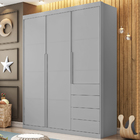 Guarda Roupa 3 Portas E 4 Gavetas Pérola Cinza - Phoenix Baby