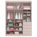 Guarda Roupa 3 Portas E 4 Gavetas Pérola Rosê - Phoenix Baby