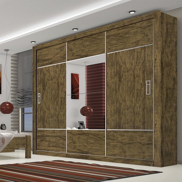 Guarda-roupa 3 Portas E Espelho Curitiba Gold Espresso Móveis