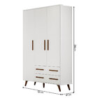 Guarda Roupa 3 Portas E Pés Palito Retro Branco 2909