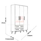 Guarda Roupa 3 Portas E Pés Palito Retro Branco 2909