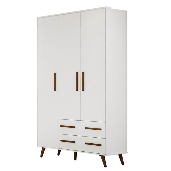 Guarda Roupa 3 Portas E Pés Palito Retro Branco 2909