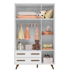 Guarda Roupa 3 Portas E Pés Palito Retro Branco 2909
