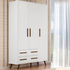Guarda Roupa 3 Portas E Pés Palito Retro Branco 2909