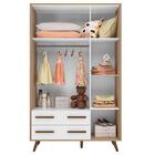 Guarda Roupa 3 Portas E Pés Palito Retro Branco E Caravalho 2