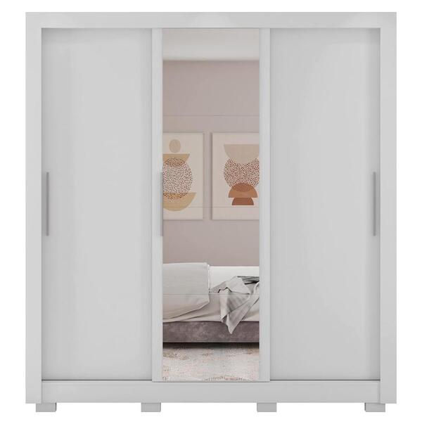 Guarda Roupa 3 Portas Espelho Com 8 Pés Branco Glass Caemmun