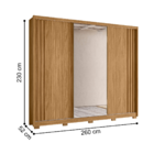 Guarda Roupa 3 Portas Fresado Espelhado Lazio Freijó