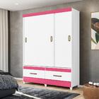 Guarda Roupa 3 Portas New Suécia Branco Rosa Flex 901440