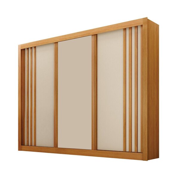 Guarda-roupa 3 Portas Portas Ripadas Milano Mdf Cinamomo/off