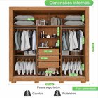 Guarda-roupa 3 Portas Ripado 3 Gavetas Cannes Top Cinamomo/of