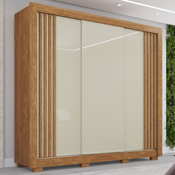 Guarda-roupa 3 Portas Ripado 3 Gavetas Cannes Top Cinamomo/of