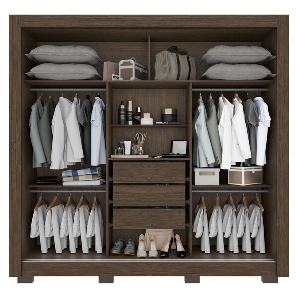 Guarda-roupa 3 Portas Ripado Com Espelho 3 Gavetas Cannes Top