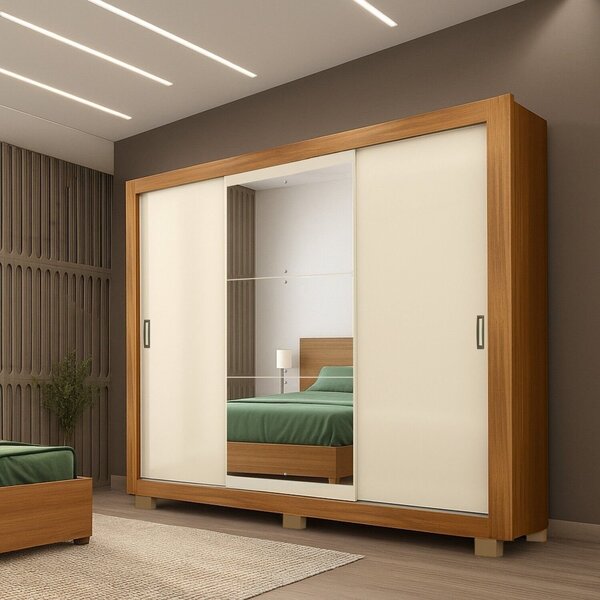 Guarda-roupa 3 Portas Serenity Yescasa Cinamomo/ Off White