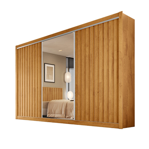 Guarda Roupa 3 Portas York Com Espelho 100 Mdf Móveis Europa