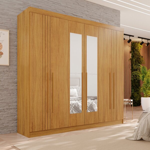 Guarda-roupa 4 Gavetas 6 Portas Com Espelho Lisboa Cinamomo