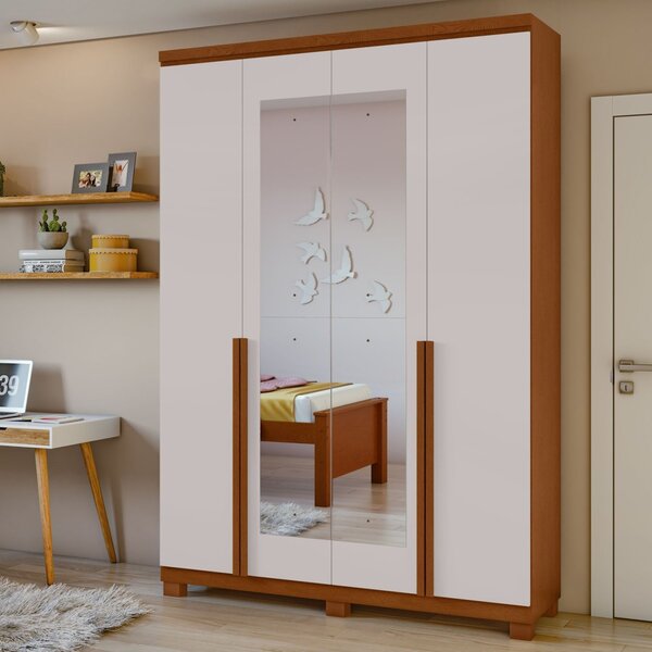 Guarda-roupa 4 Portas 2 Gavetas 100% Mdf Alonzo Com Espelho E