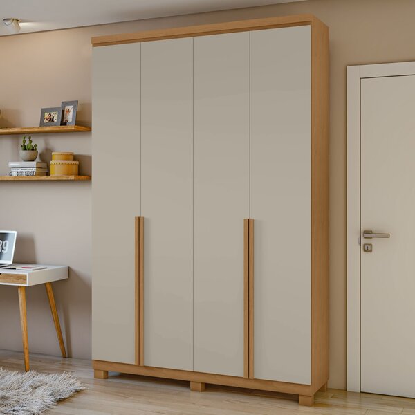 Guarda-roupa 4 Portas 2 Gavetas 100% Mdf Alonzo Com Pés Amênd
