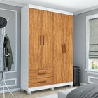 Guarda-roupa 4 Portas 2 Gavetas Com Pés Genova Cinamomo/branco