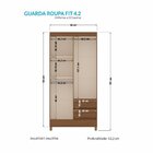Guarda Roupa 4 Portas 2 Gavetas Com Pés Jequitibá