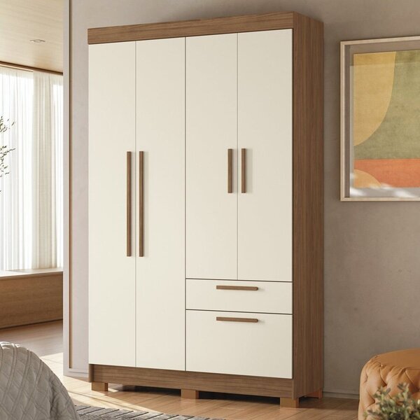 Guarda-roupa 4 Portas 2 Gavetas Mdp Londrina Jatobá/areia