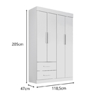 Guarda-roupa 4 Portas 2 Gavetas New Verona Salleto Ipê-off Wh