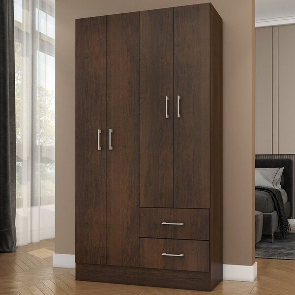 Guarda-roupa 4 Portas 2 Gavetas Rústico