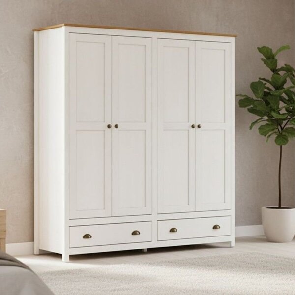 Guarda-roupa 4 Portas 2 Gavetas Topázio 100% Madeira Maciça B