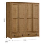 Guarda-roupa 4 Portas 2 Gavetas Topázio 100% Madeira Maciça F