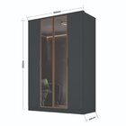 Guarda-roupa 4 Portas, 2 Mdf E 2 Reflecta Ravi Grafitto