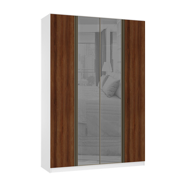 Guarda Roupa 4 Portas 3 Gavetas 159,2 Cm Com Vidro Reflecta P