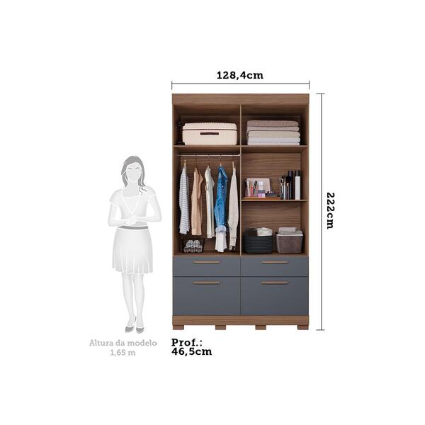 Guarda Roupa 4 Portas 3 Gavetas 1 Basculante 100% Mdf Porto P