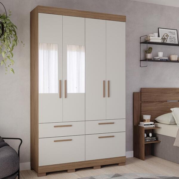 Guarda Roupa 4 Portas 3 Gavetas 1 Basculante Com Espelho 100%