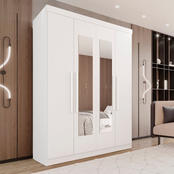 Guarda-roupa 4 Portas 3 Gavetas Com Espelho New Malibu Espres