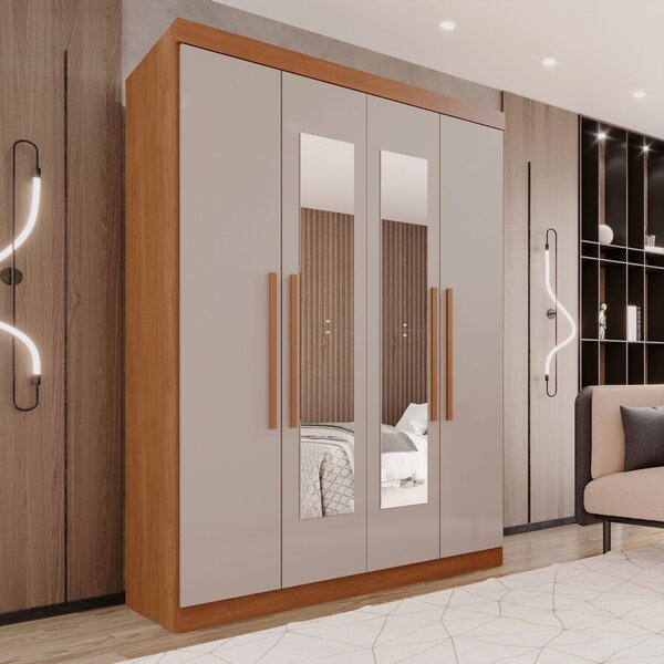 Guarda-roupa 4 Portas 3 Gavetas Com Espelho New Malibu Espres