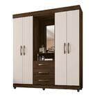 Guarda-roupa 4 Portas 3 Gavetas Espelho - Cacau / Off White