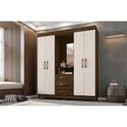 Guarda-roupa 4 Portas 3 Gavetas Espelho - Cacau / Off White