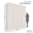 Guarda-roupa 4 Portas 3 Gavetas Fenix Espresso Móveis Branco