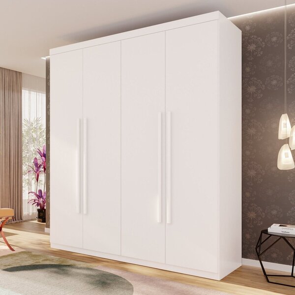 Guarda-roupa 4 Portas 3 Gavetas Fenix Espresso Móveis Branco
