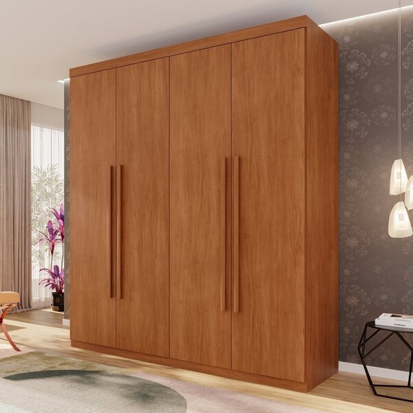Guarda-roupa 4 Portas 3 Gavetas Fenix Espresso Móveis Cinamomo