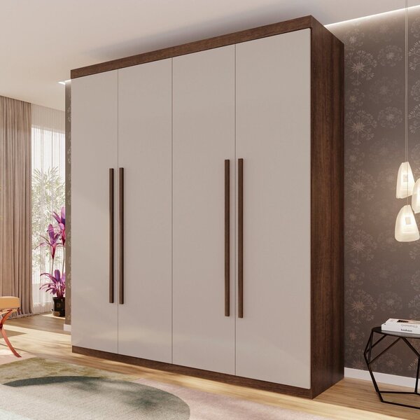 Guarda-roupa 4 Portas 3 Gavetas Fenix Espresso Móveis Imbuia