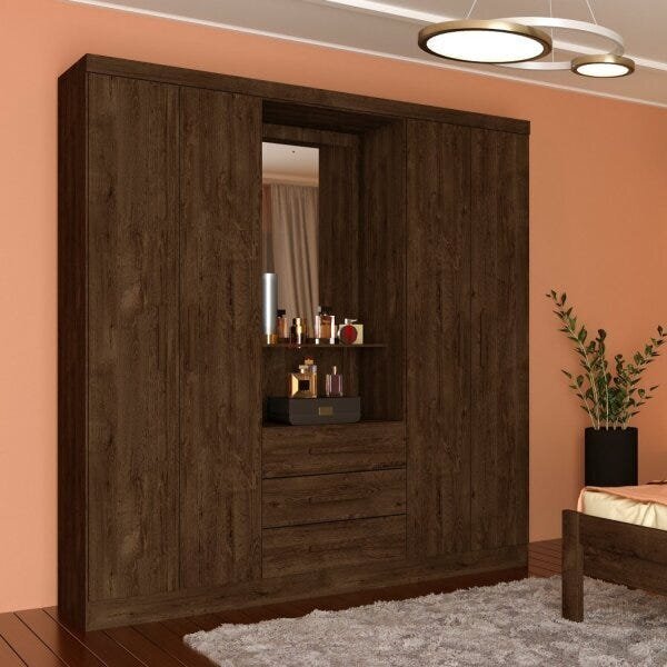 Guarda-roupa 4 Portas 3 Gavetas Havana Tcil Móveis Cumaru Rus