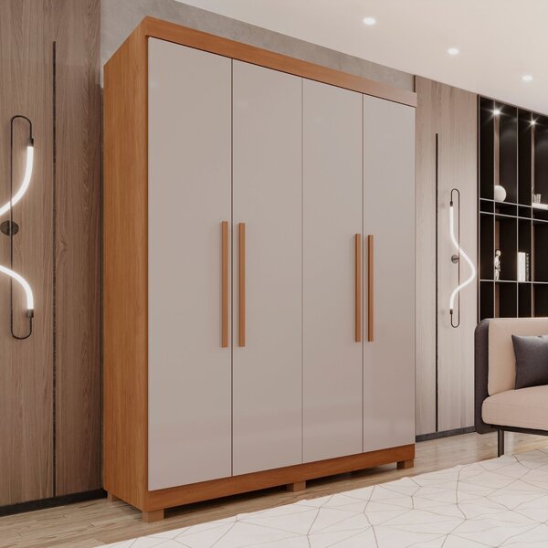 Guarda-roupa 4 Portas 3 Gavetas New Malibu Espresso Móveis Ci