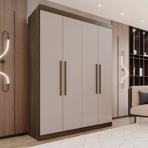 Guarda-roupa 4 Portas 3 Gavetas New Malibu Espresso Móveis Im