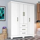 Guarda Roupa 4 Portas 3 Gavetas Solteiro Branco Ártico Cosmos